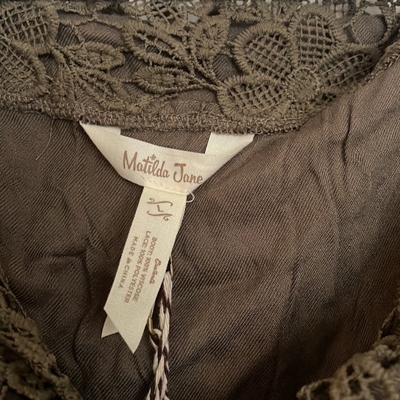 Matilda Jane Ambitious You Olive Green Cargo Utility Crochet Lace Vest - Picture 2 of 5